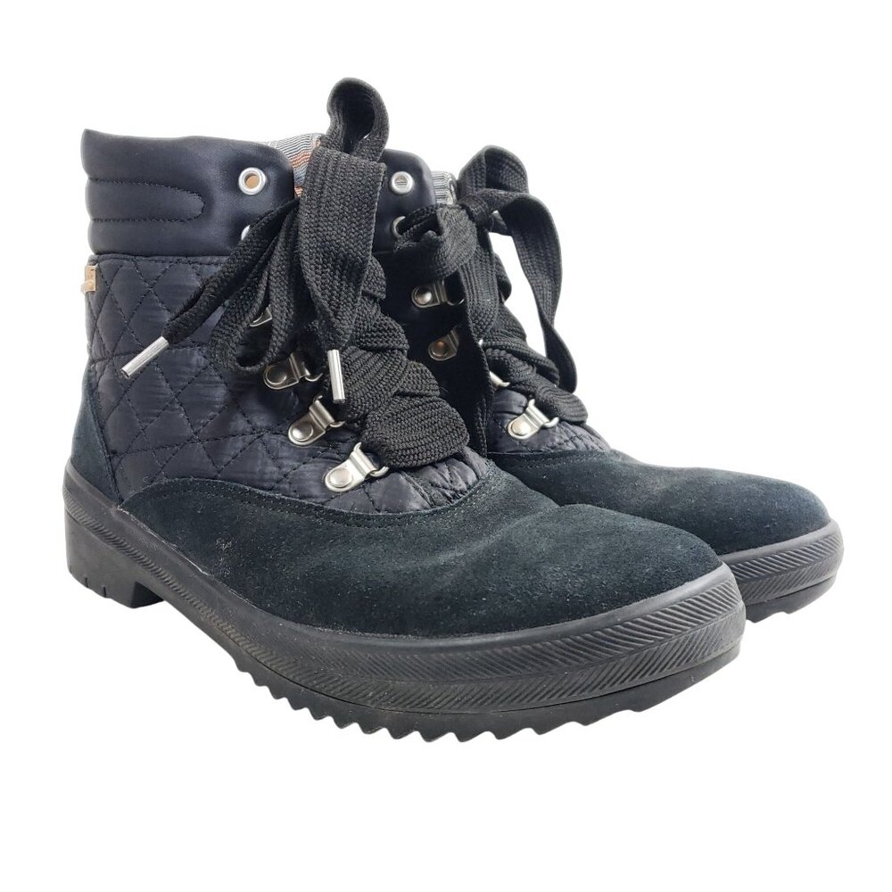 Keds Womens Size 9.5 Black Quilted Lace-Up Boots